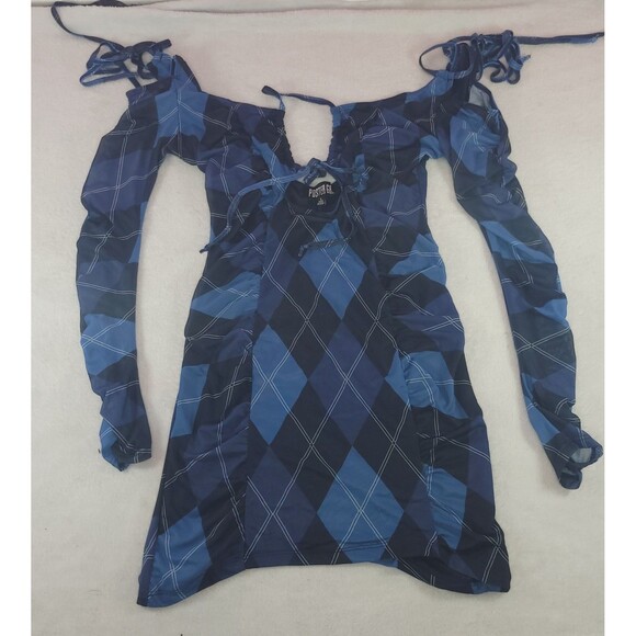 Poster Grl Dolls Kill Royal Learn The Ropes Argyle Pattern Mini Dress Size Large - Picture 1 of 8